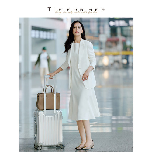 TieForHer密斯主义 简约白色干练气质职场通勤百搭西装上衣外套女