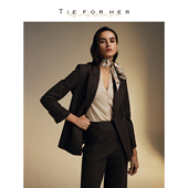 TieForHer 女 外套上衣直筒裤 浓郁摩卡 羊毛一粒扣简约通勤西装