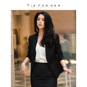 早春西装 TieForHer Yale律政女主 高智极简职场通勤职业女士外套