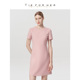 粉色短袖 TieForHer Austin学霸裙 女裙子优雅高知显瘦高腰连衣裙