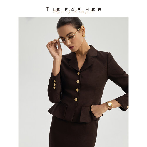 TieForHer  春夏新款 Leiden千金外套复古优雅显瘦收腰通勤西装女