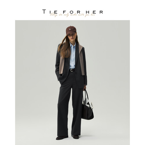 TIE FOR HER 炭灰色百搭通勤合体直筒裤 26早秋新款