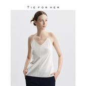 TieForHer高级感V领职业法式 无袖 上衣女背心吊带｜高端通勤系列