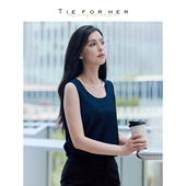 TieForHer 背心打底衬衫 前后两穿式 深海蓝高智感百搭简约无袖