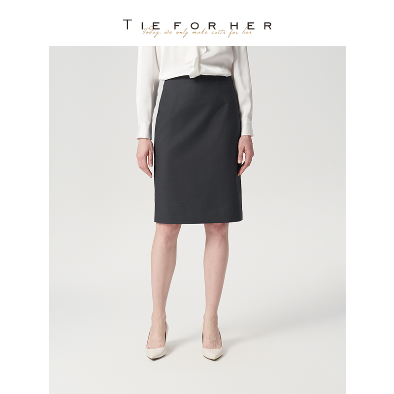 TIEFORHER)炭灰色一字半裙
