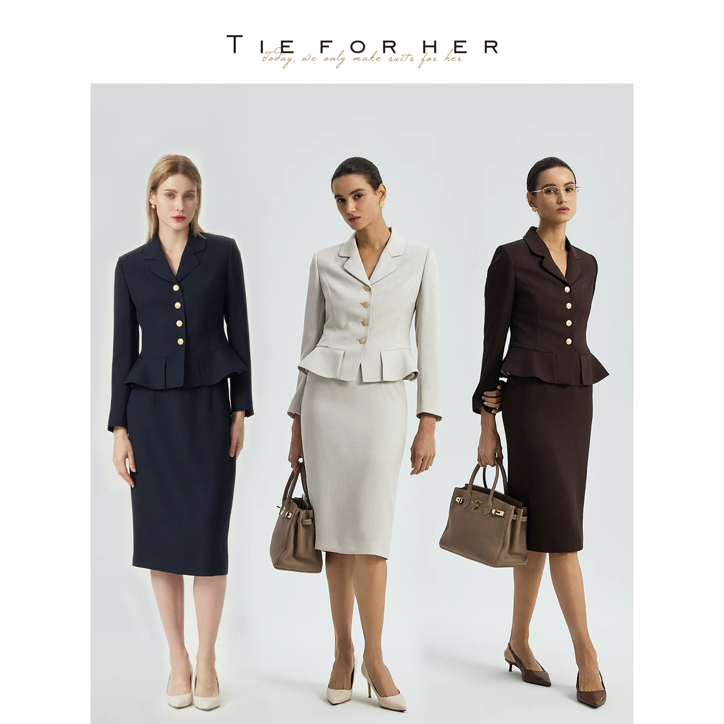 TieForHer Leiden西装千金外套优雅修身收腰通勤短气质上衣女图片