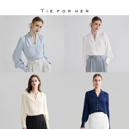 白色灯笼袖时尚薄款无领衬衣