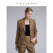 TieForHer 女 职业套装 Tzee9系列卡其单排扣修身 职场通勤西服西装