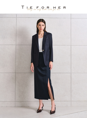 TieForHer Savile英式老钱复古通勤西装套装半裙女显瘦直筒裤