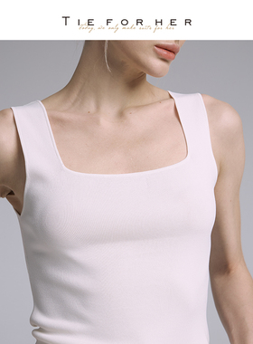 TieForHer平领基础款通勤日常多场景简约针织背心吊带TTB009
