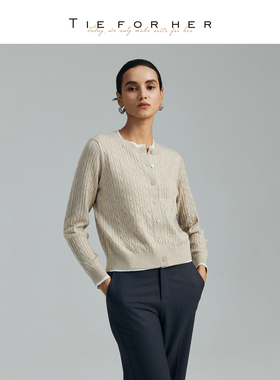 【会员新享】TieForHer 复古假两件针织衫 冬季叠穿层次感毛衣女