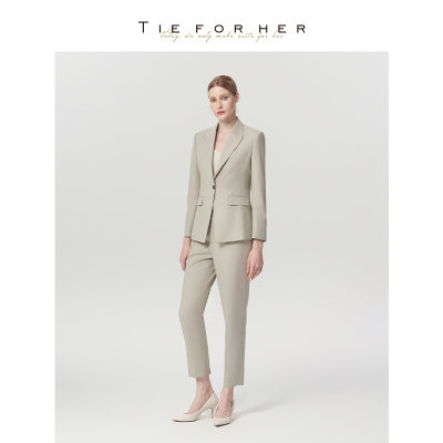 TieForHer Tzee9系列雾松燕麦单排修身通勤西服西装职业套装女