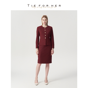 TieForHer 安可拉红高智感圆领通勤短外套女 Berkeley王妃外套