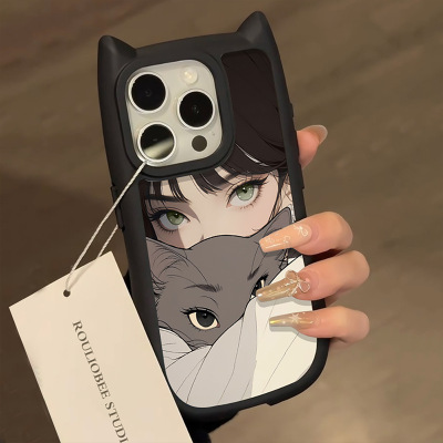 苹果16手机壳iphone13pro适用12max彩绘保护套11猫咪14女孩15plus