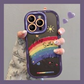 苹果16手机壳17promax彩绘iphone12透明11保护套13彩虹笑脸15plus