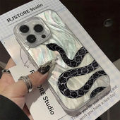 黑纹银蛇适用于华为NOVA14手机壳MATE70荣耀90GT羽纱X60复古P80