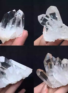 天然白水晶迷你簇透体原石矿物标本消磁净化摆件造景家居饰品摆件