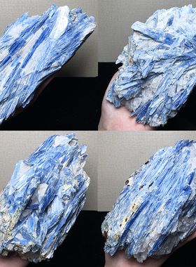 巴西天然蓝晶原石标本摆件毛料碎石矿物晶体科普教学家居饰品摆件