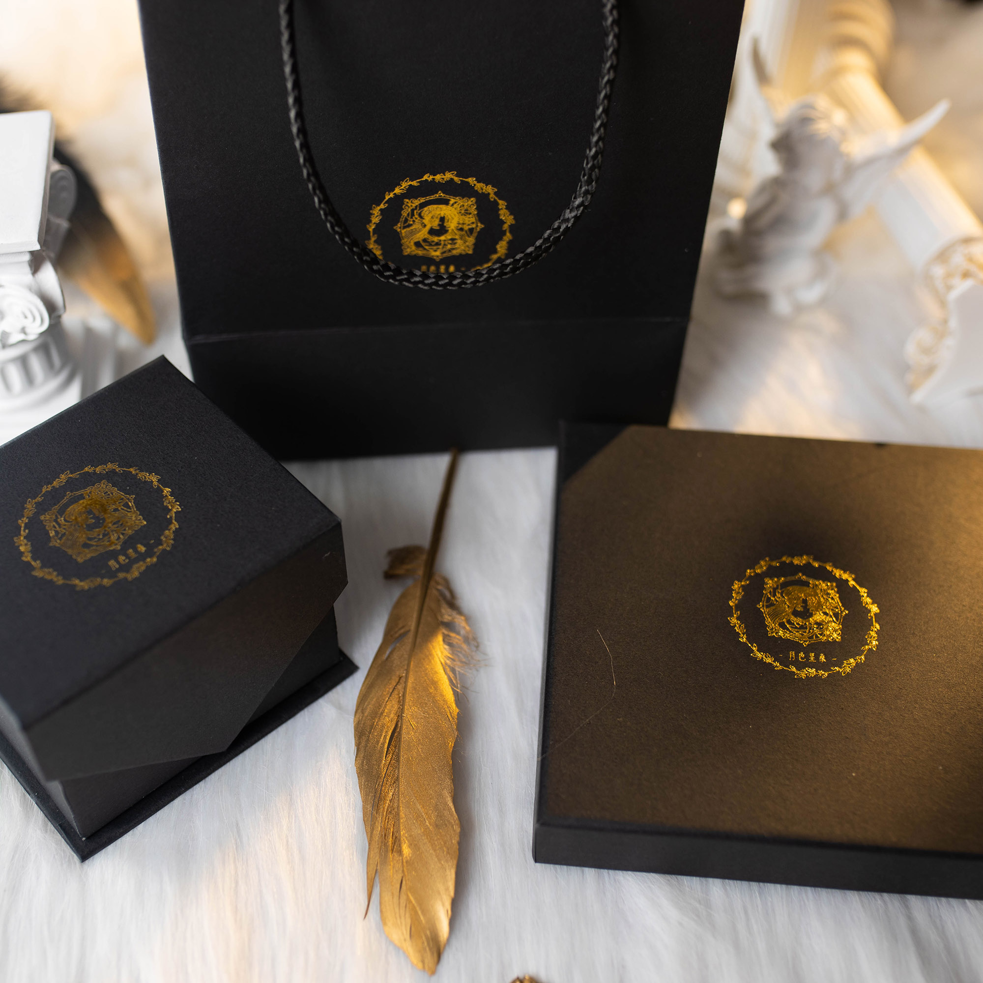 月色星象领结领带徽章包装盒