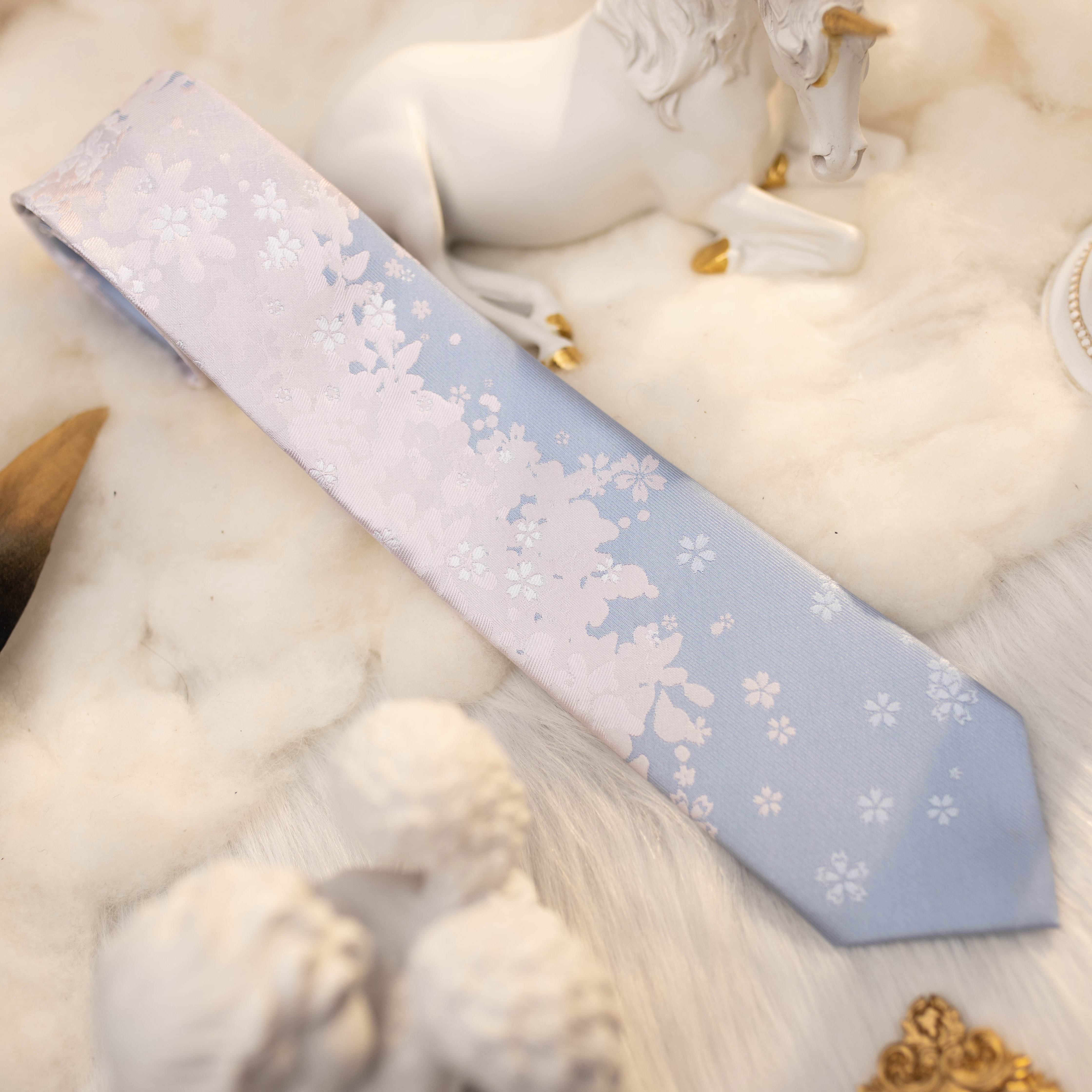 月色星象提花织金领带樱花飘落