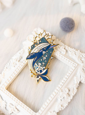 【月色星象】原创JK/DK小物金属珐琅徽章胸针【独角鲸】现货