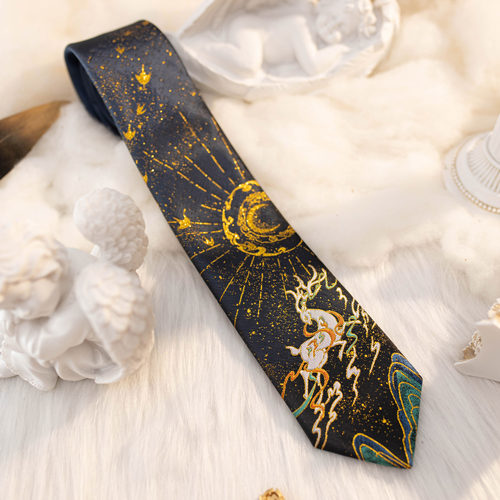 提花织金领带月色星象九色鹿