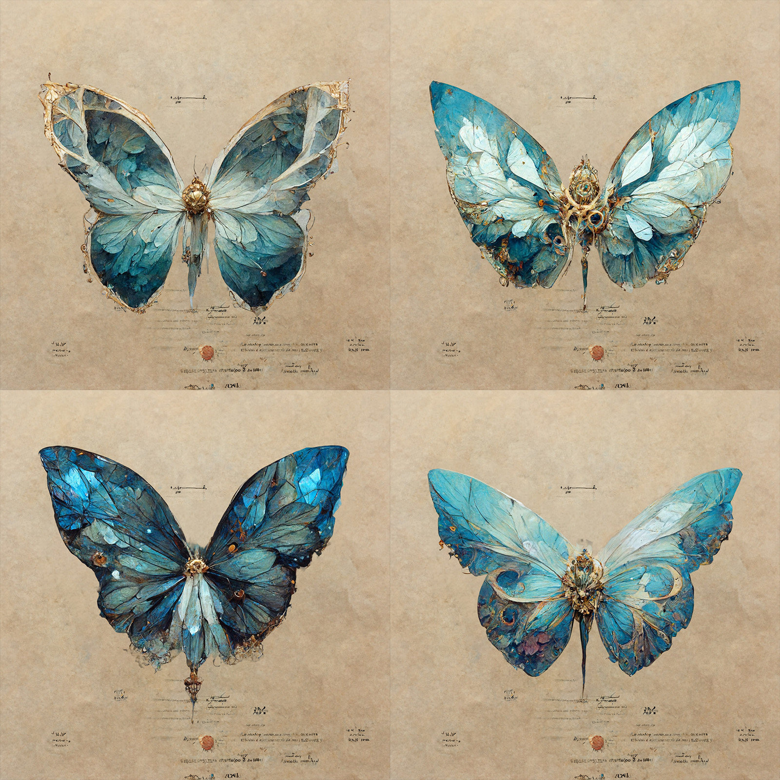 月色星象翠蝶蝴蝶防水纹身贴