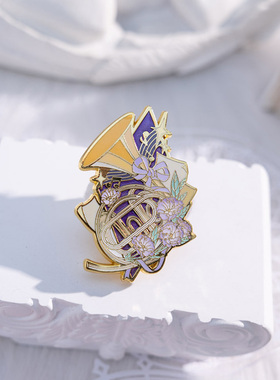 【月色星象】原创JK/DK小物金属仿珐琅徽章胸针【乐器-圆号】现货