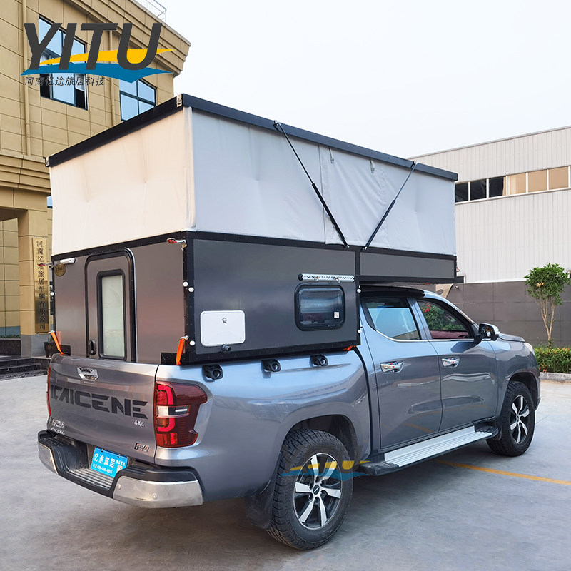 皮卡改装背驮式房箱可定制长城炮后备箱加装露营帐篷可升降式房车