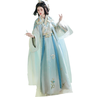 玉术【岁岁春风】原创汉服女晋制斗篷一片式破裙改良春夏重工刺绣