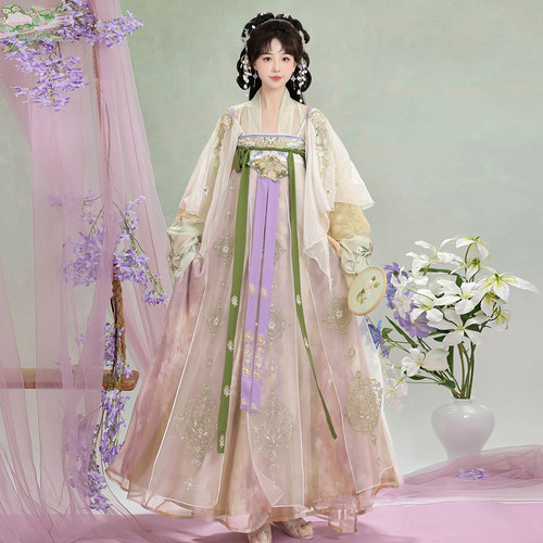 玉术【春风慢野】原创汉服女唐制绣花齐胸襦裙斗篷仙气日常春夏款