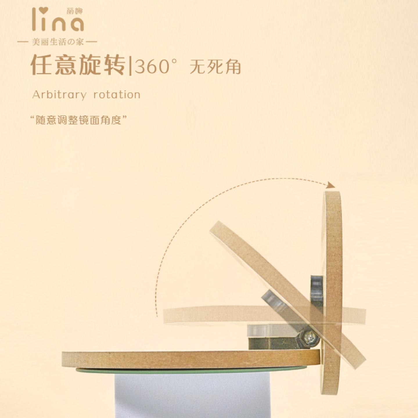可折叠化妆镜随身镜台式日系原木风折叠桌面摆台镜化妆镜卧室民宿