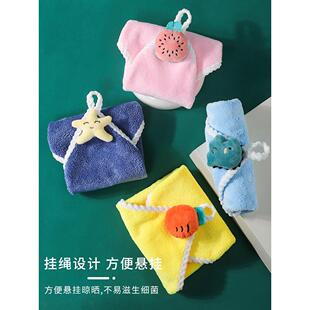 擦手巾可挂式超强吸水毛巾儿童洗手巾宝宝插擦手布可爱手巾