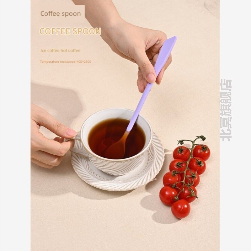 食品级硅胶咖啡长柄勺子婴儿辅食搅拌勺牛奶奶粉蜂蜜饮料搅拌棒