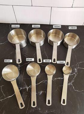304不锈钢量杯15/30/50/60/80/ 100/160/180/240ml测量勺融化小锅