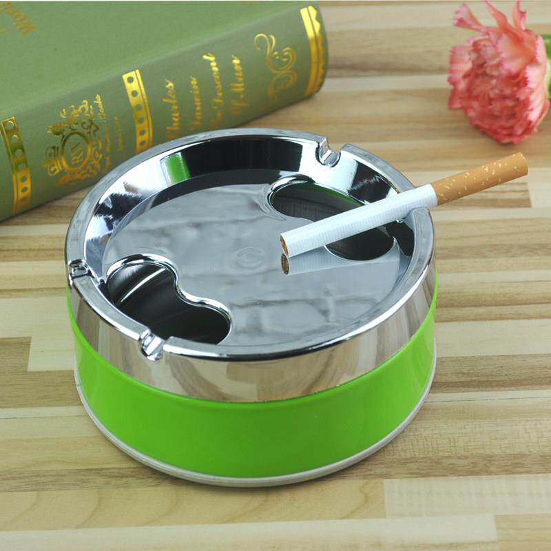 烟灰缸带盖旋转创意时尚不锈钢欧式有盖大号金属客厅塑料办公室