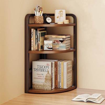 桌面转角置物架立式多层小型书桌上书架写字台收纳墙角三角整理架