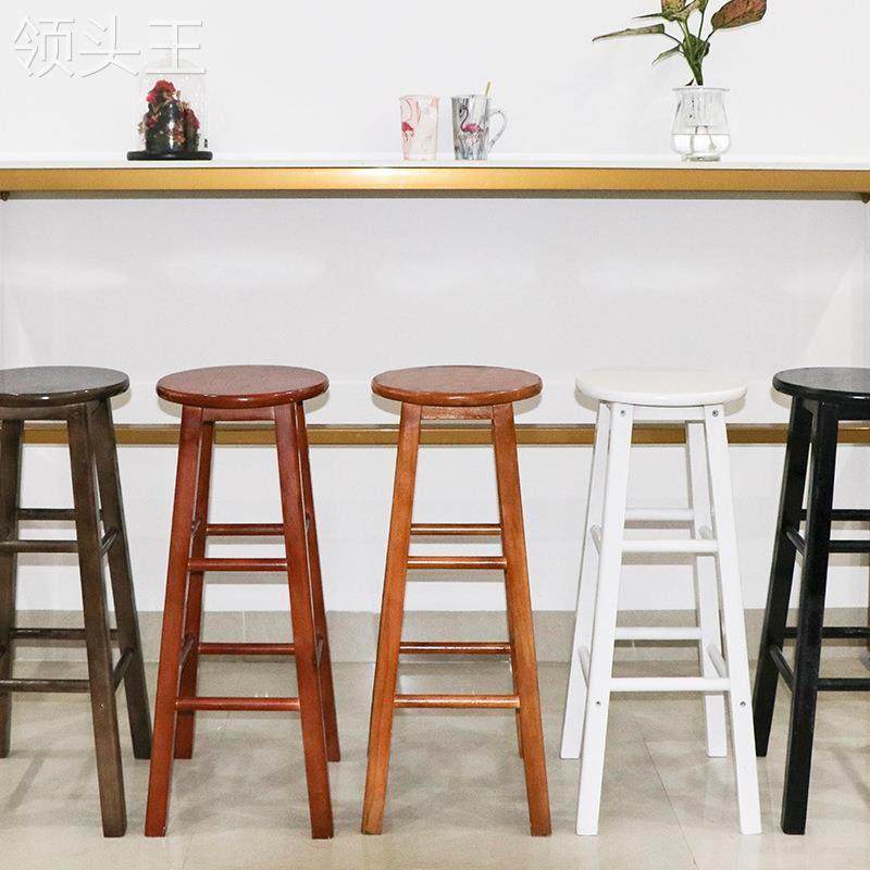 实木高脚凳简约北欧奶茶店靠背吧台椅家用覆古圆櫈子酒吧椅梯凳,住宅家具,家用高脚椅,淘宝优惠券,粉丝福利购,淘宝优惠卷