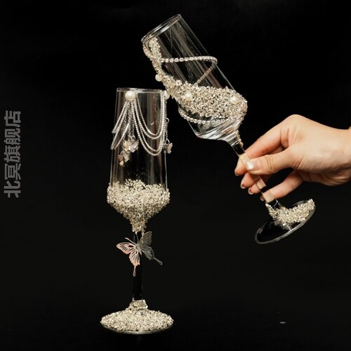 敬酒杯结婚一对结婚敬酒杯新人高脚杯婚礼创意diy材料包手工自制
