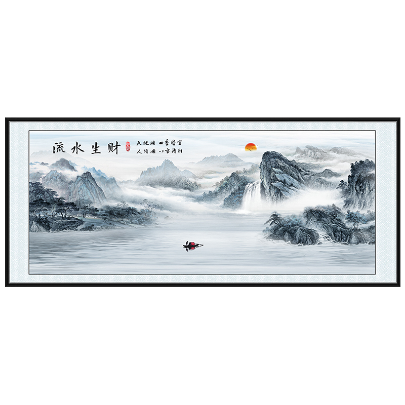 亿贴客厅沙发山水风景自粘装饰画