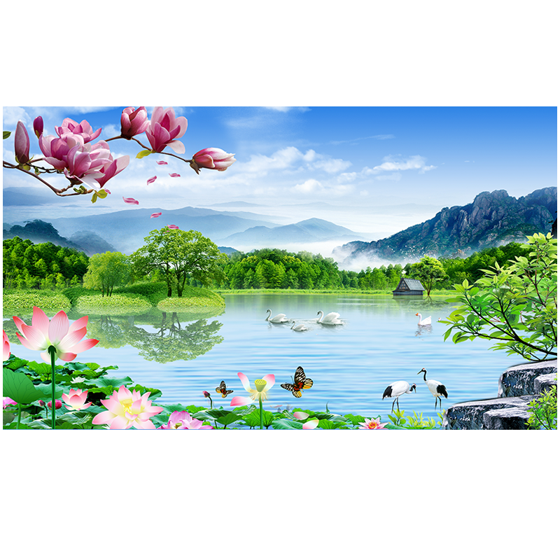 山水风景画装饰画客厅电视背景沙发背景墙森林海景壁画现代风水画