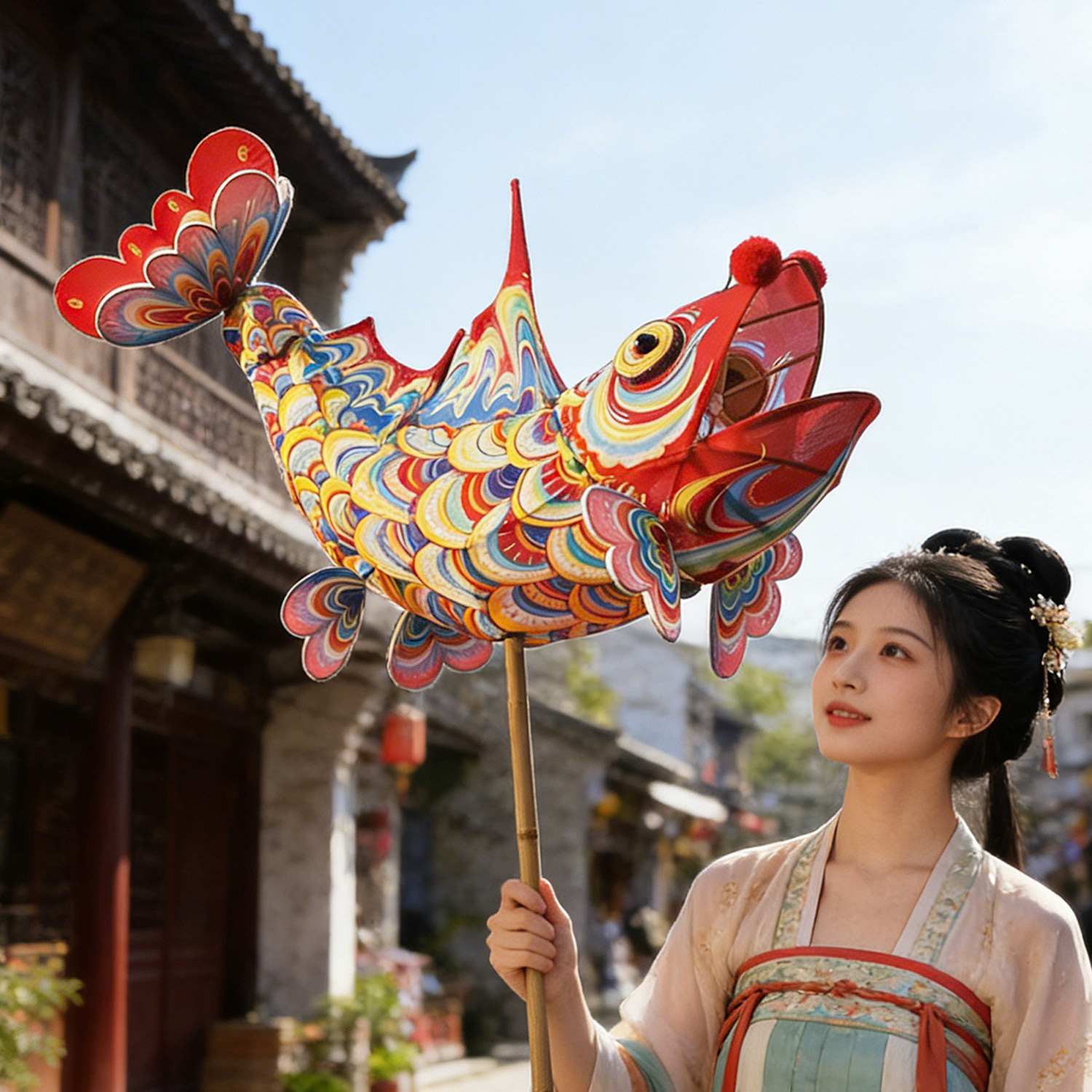 非遗竹编鱼灯笼DIY材料LED发光图片