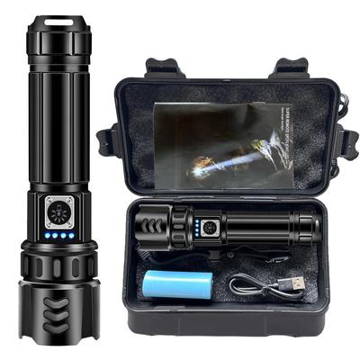 跨境爆款铝合金强光手电筒电池款户外便捷应急小型变焦远射手电筒