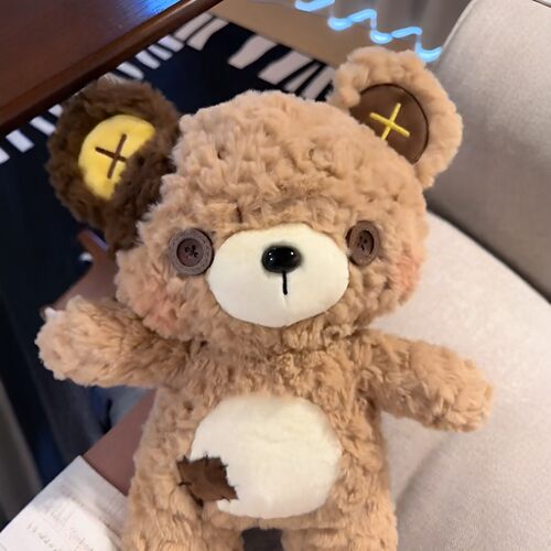 【纽扣饼干熊】可爱毛绒熊熊玩偶缝补补丁创意公仔送女友陪伴玩具