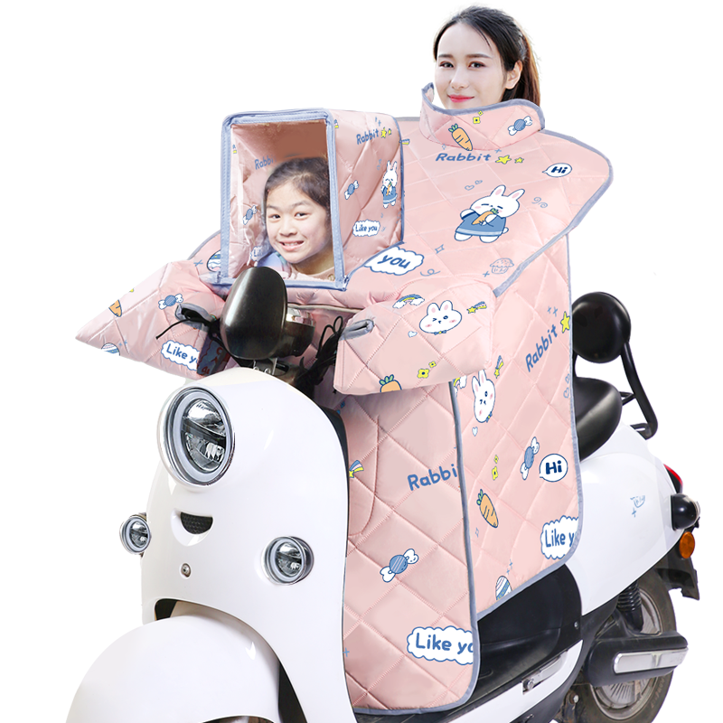 电动车挡风被亲子儿童四季通用电瓶车双面防水春秋夏季防风防晒罩