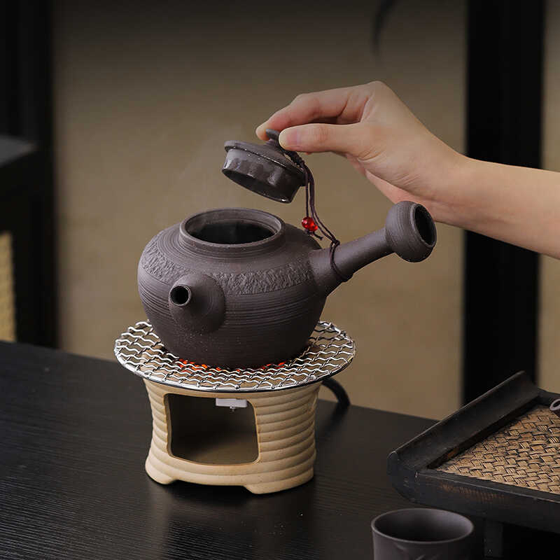 新品古法室內(nèi)戶外圍爐煮茶炭爐電爐絲明火木炭酒精塊粗陶干燒水壺