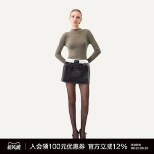 UNAWARES 雙層腰頭絲絨面質感mini半裙 WARDROBE系列