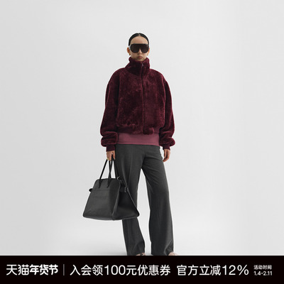 Unawares.细腻毛绒保暖立领短款棒球服夹克外套