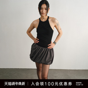 低腰褶皱泡泡mini短裙 Unawares. Fil小白同款