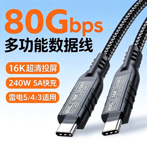 usb5数据线typec80gbps16k投屏线